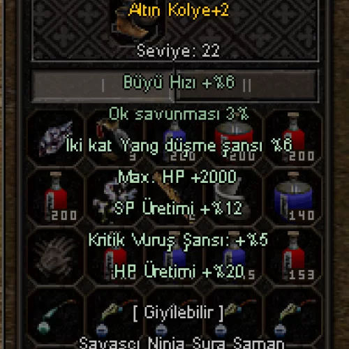  2000 hp 5 kritik crit altın kolye